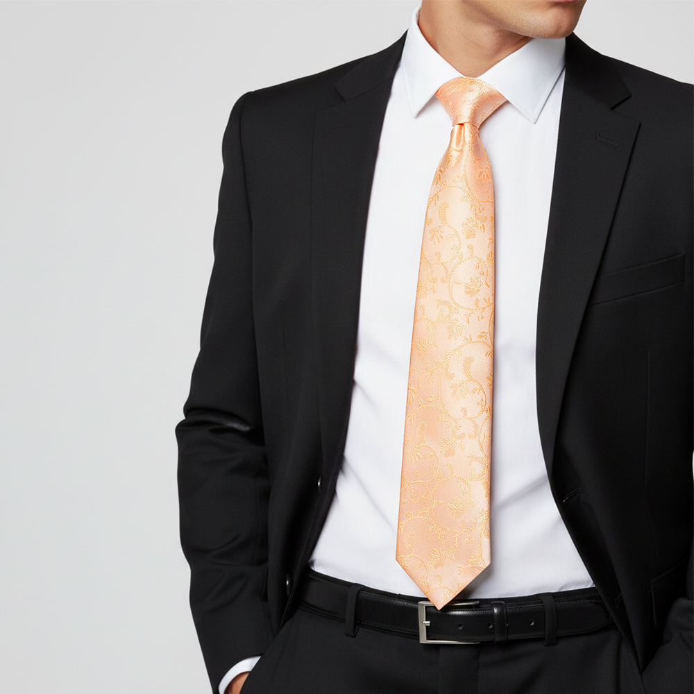 Peach Floral Classic Mens Tie