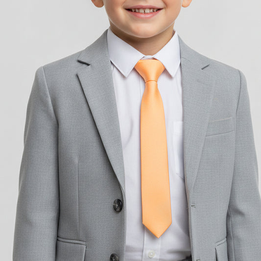 Pre Tied Peach Satin Boys Tie Age 4-7