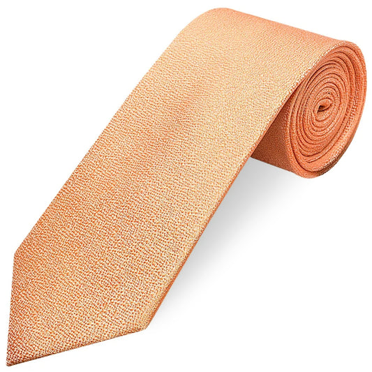 Plain Peach Textured Silk Classic Mens Tie