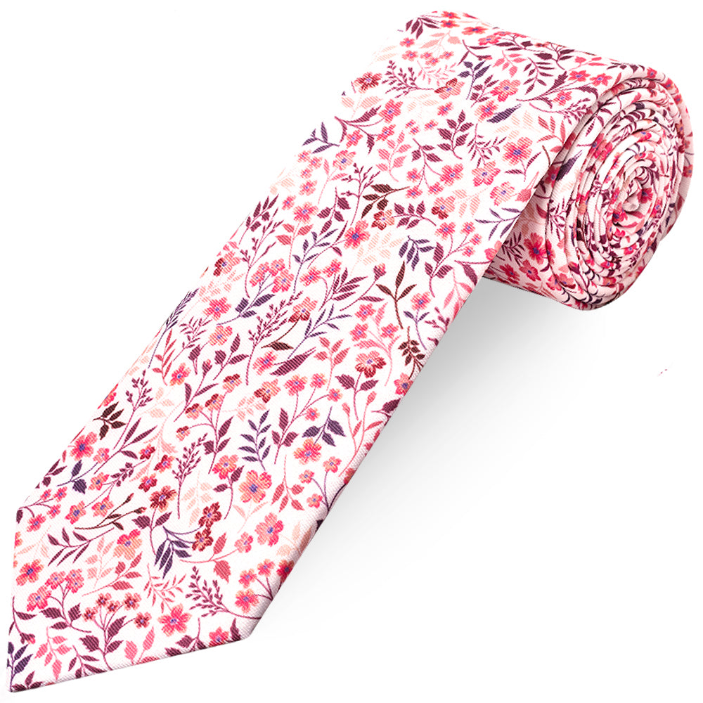 Mens Classic Pink Floral Tie