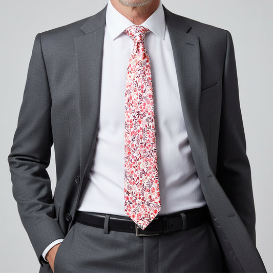 Mens Classic Pink Floral Tie