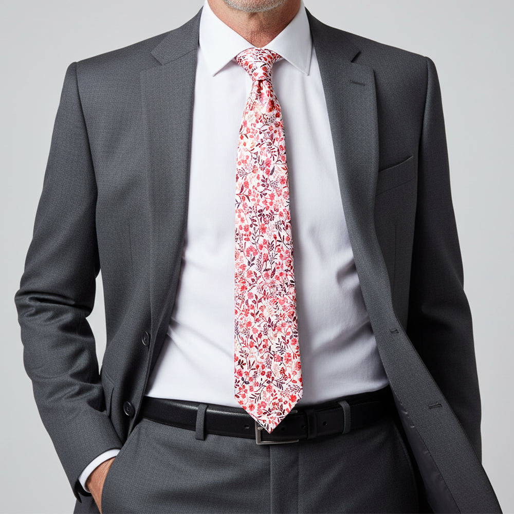 Mens Classic Pink Floral Tie