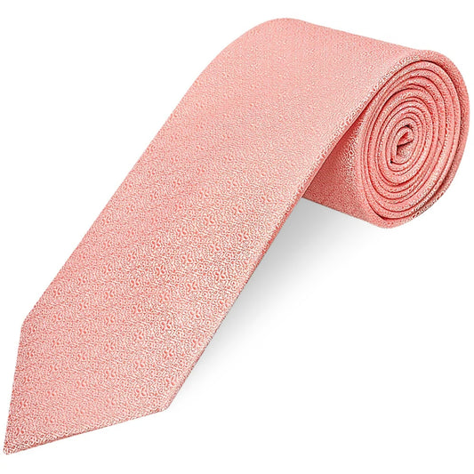 Pink Self Floral Textured Silk Classic Mens Tie