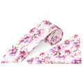 Mens Pink Large Floral Classic Tie and Pocket Square Set
