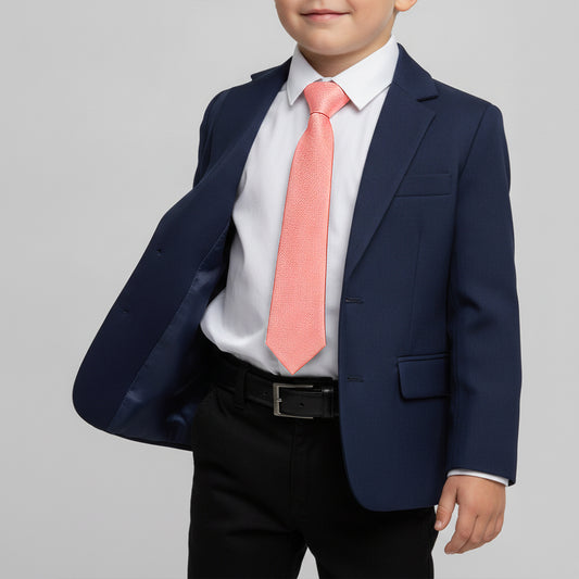 Pre Tied Pink Textured Silk Boys Tie Age 4-7