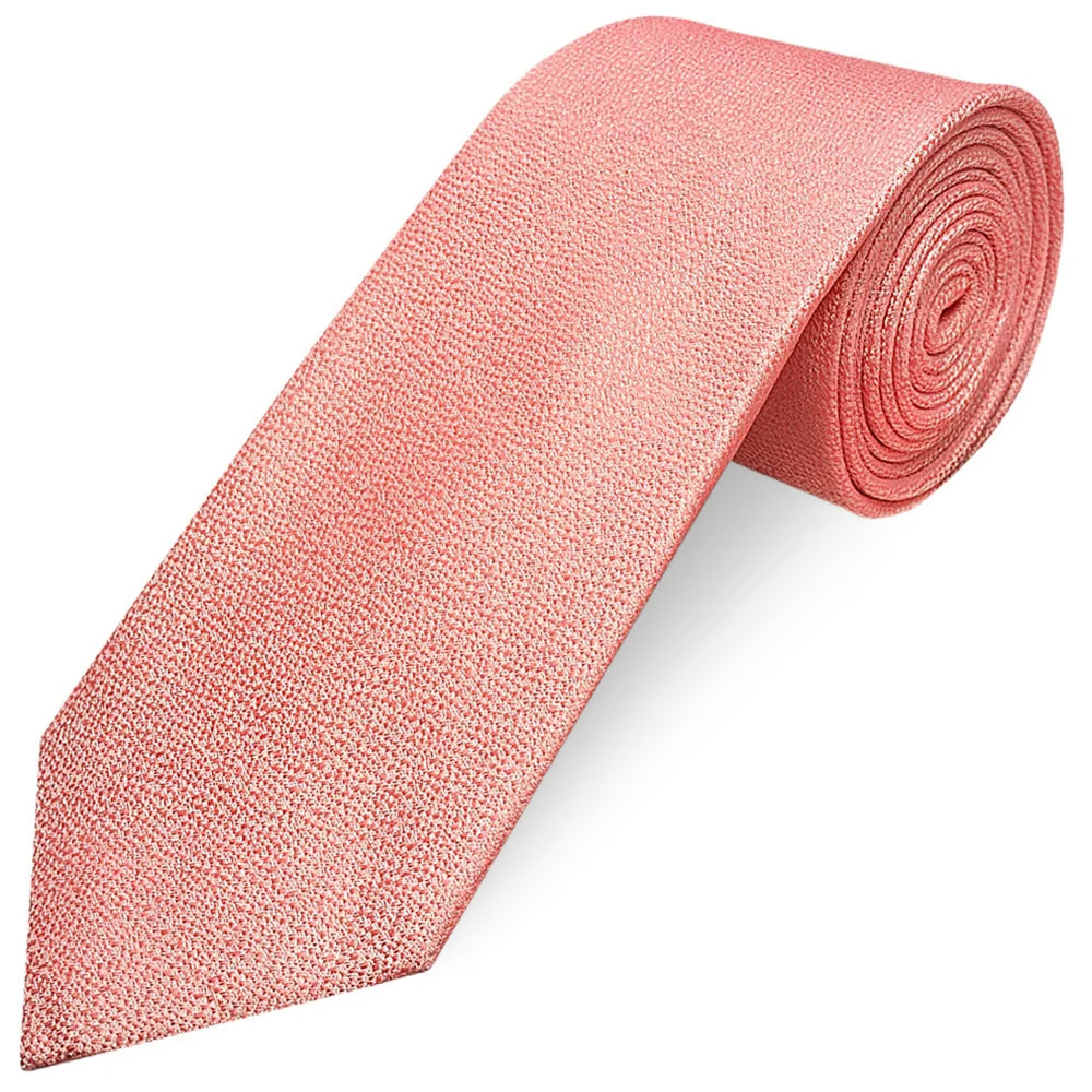 Plain Pink Textured Silk Classic Mens Tie