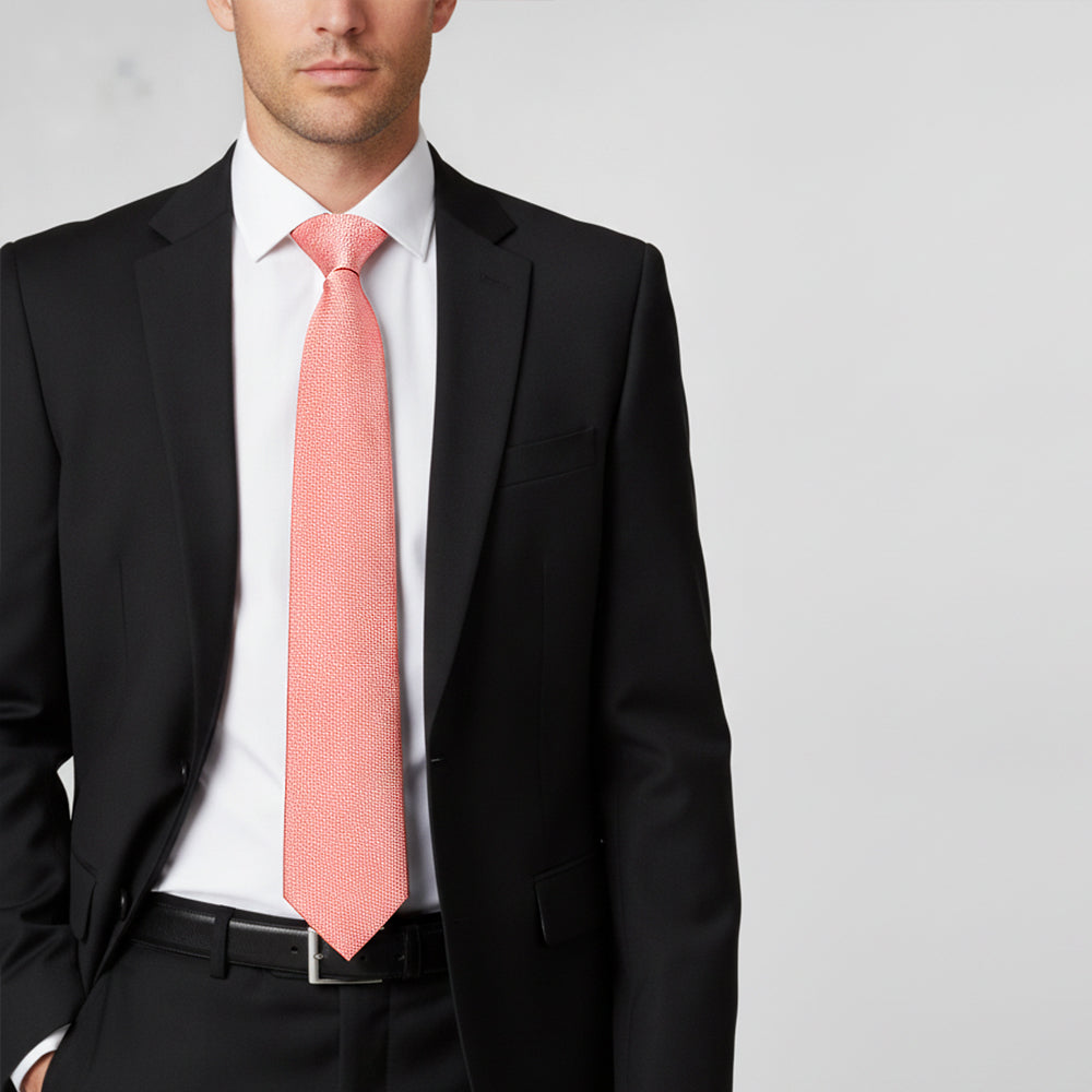 Plain Pink Textured Silk Classic Mens Tie