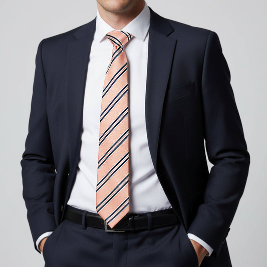 Pink Twin Stripe Classic Mens Tie