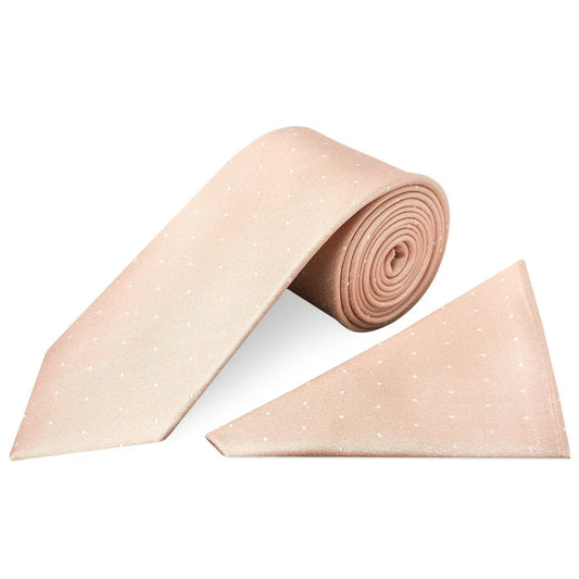 Pink with White Spot Silk Classic Tie and Pocket Square Set