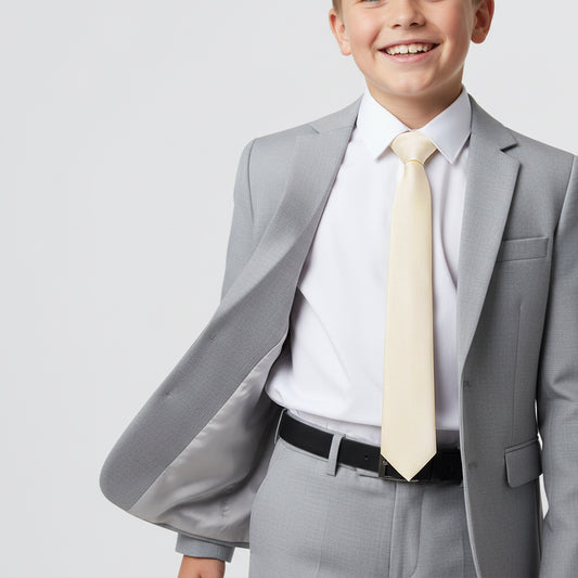 Plain Ivory Silk Skinny Boys Tie