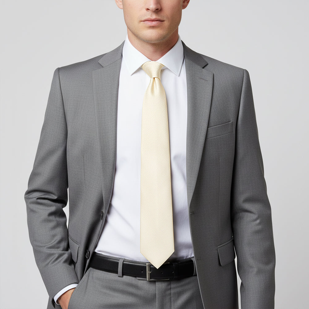 Plain Ivory Silk Classic Mens Tie