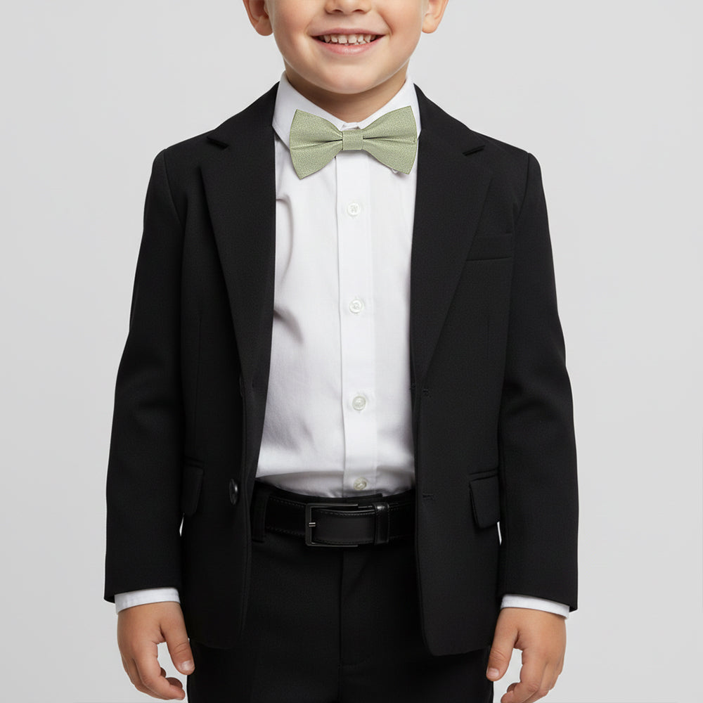 Pre Tied Khaki Green Silk Boys Bow Tie Age 4-7
