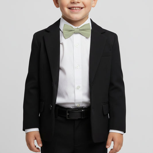 Pre Tied Khaki Green Silk Boys Bow Tie Age 4-7
