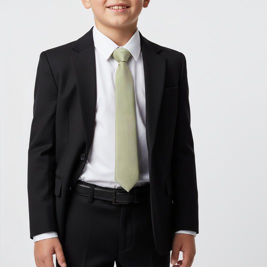 Plain Khaki Green Silk Skinny Boys Tie