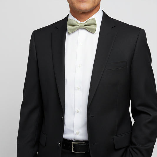 Plain Khaki Green Silk Mens Bow Tie