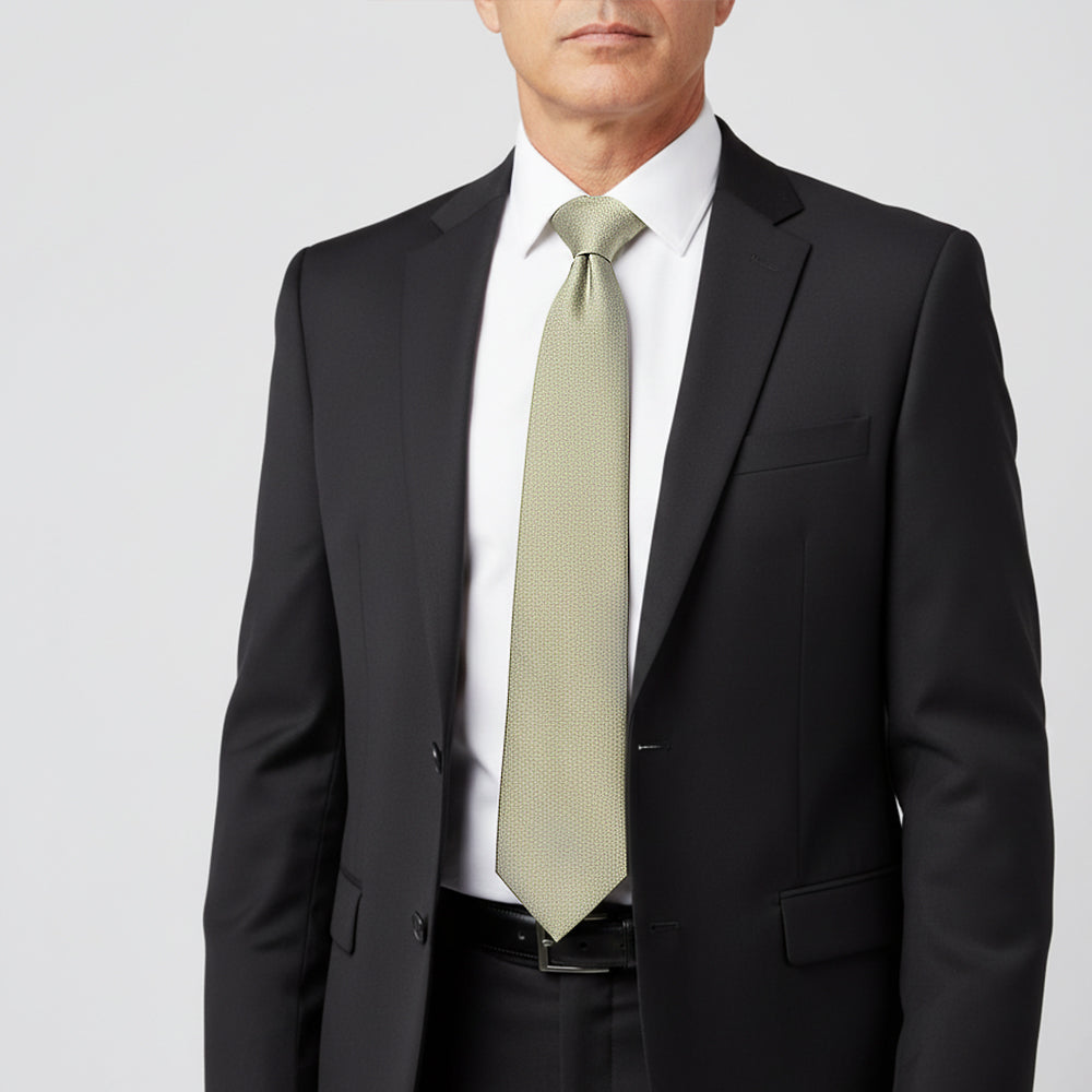 Plain Khaki Green Silk Classic Mens Tie
