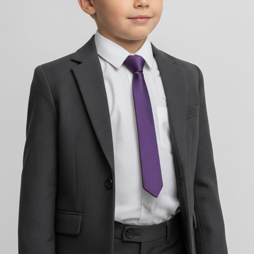 Pre Tied Purple Satin Boys Tie Age 4-7