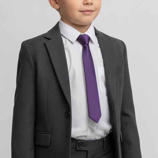 Pre Tied Purple Satin Boys Tie Age 4-7