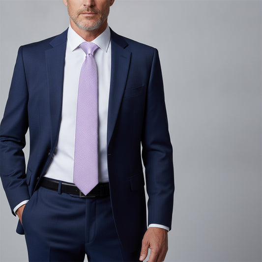 Plain Purple Textured Silk Classic Mens Tie