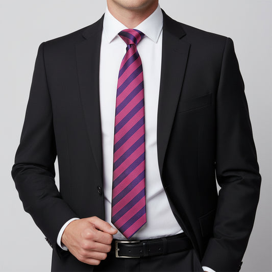 Purple and Pink Striped Classic Mens Tie