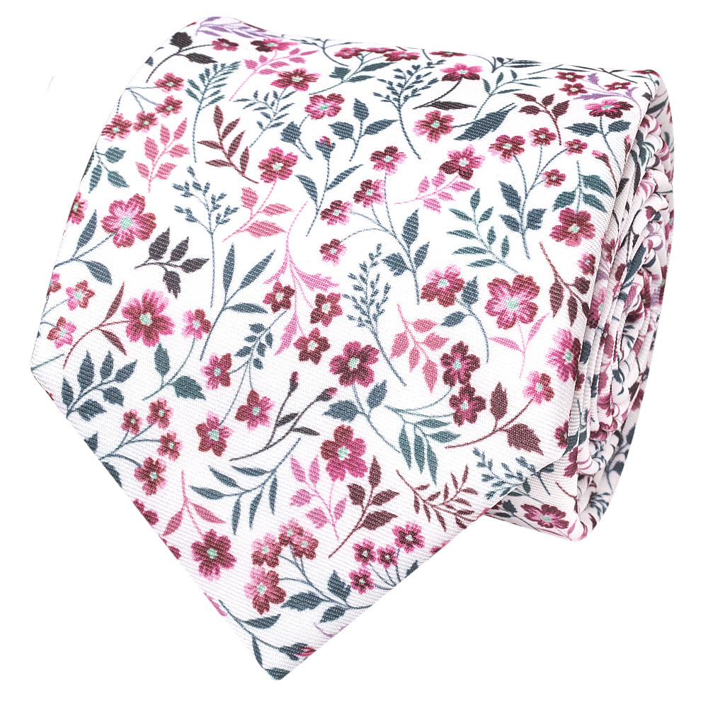 Mens Classic Red Floral Tie