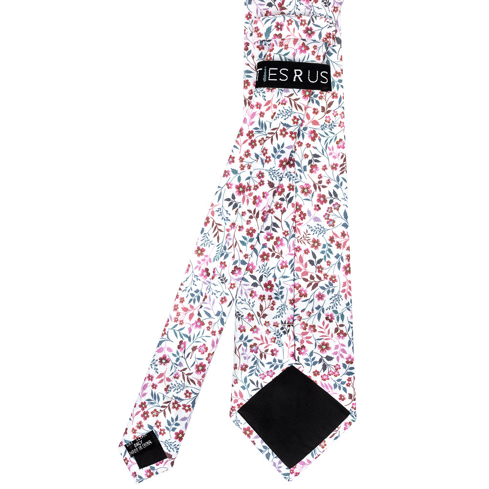 Mens Classic Red Floral Tie and Pocket Square Set