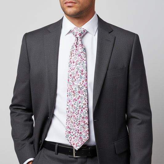 Mens Classic Red Floral Tie