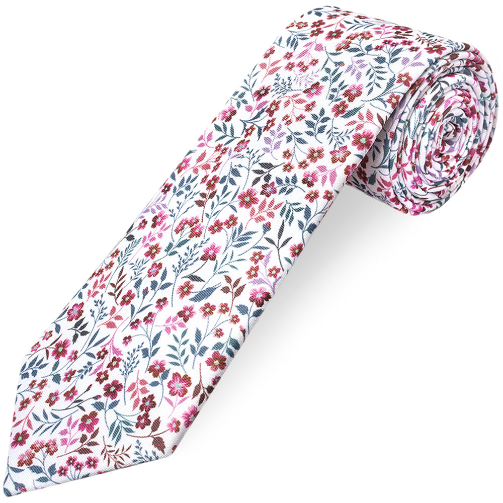 Mens Classic Red Floral Tie
