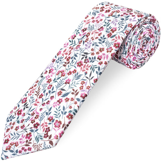 Mens Classic Red Floral Tie
