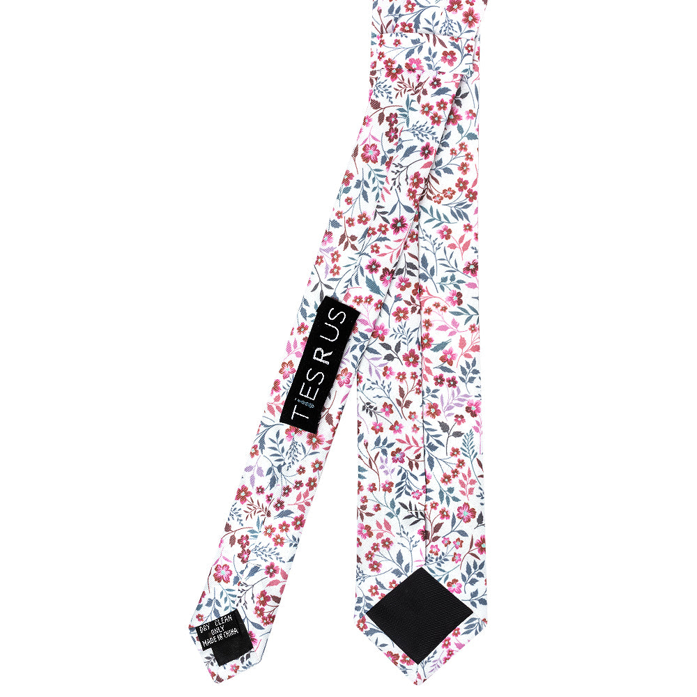 Mens Skinny Red Floral Tie