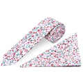 Mens Skinny Red Small Floral Tie and Pocket Square Set