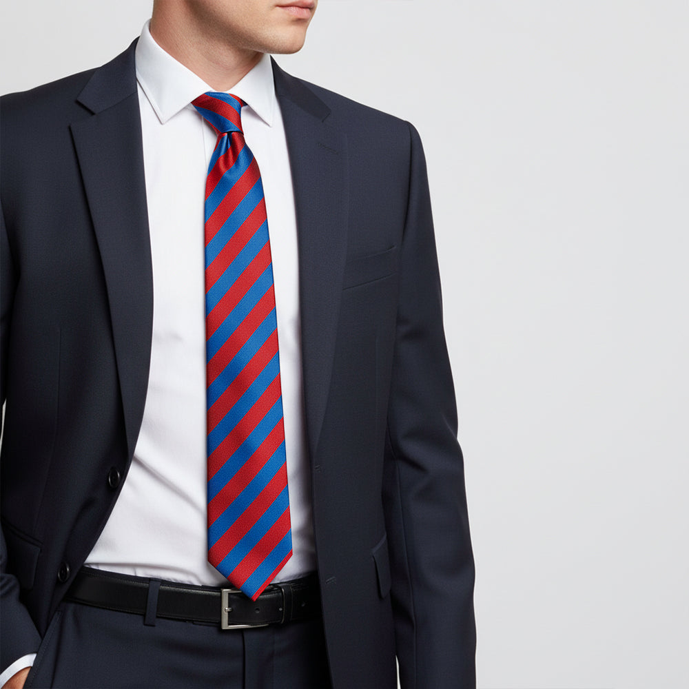 Red and Blue Striped Classic Mens Tie