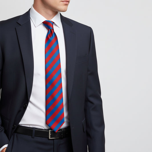 Red and Blue Striped Classic Mens Tie