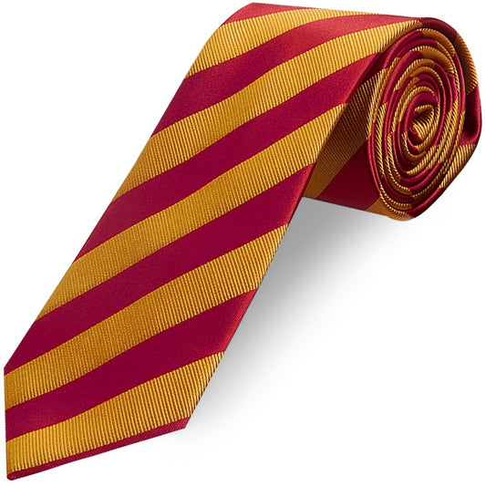 Red and Gold Striped Classic Mens Tie