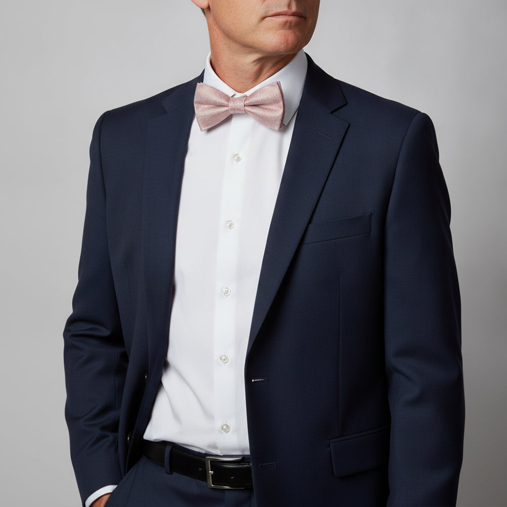 Plain Rose Gold Textured Silk Mens Bow Tie