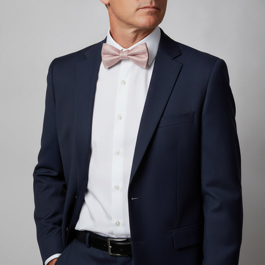 Plain Rose Gold Textured Silk Mens Bow Tie