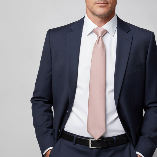 Plain Rose Gold Textured Silk Classic Mens Tie