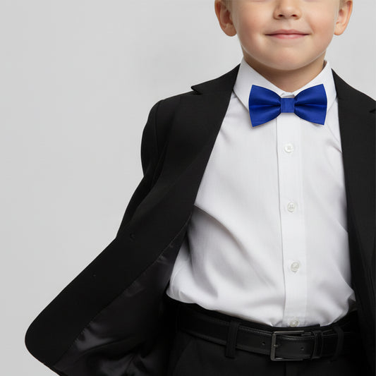 Pre Tied Royal Blue Satin Boys Bow Tie Age 4-7