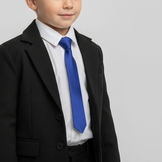 Pre Tied Royal Blue Satin Boys Tie Age 4-7