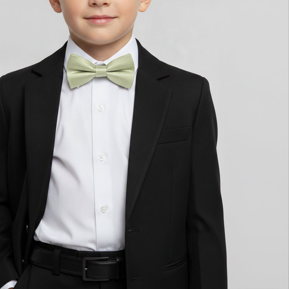 Pre Tied Sage Green Silk Boys Bow Tie Age 4-7