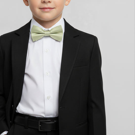 Pre Tied Sage Green Silk Boys Bow Tie Age 4-7