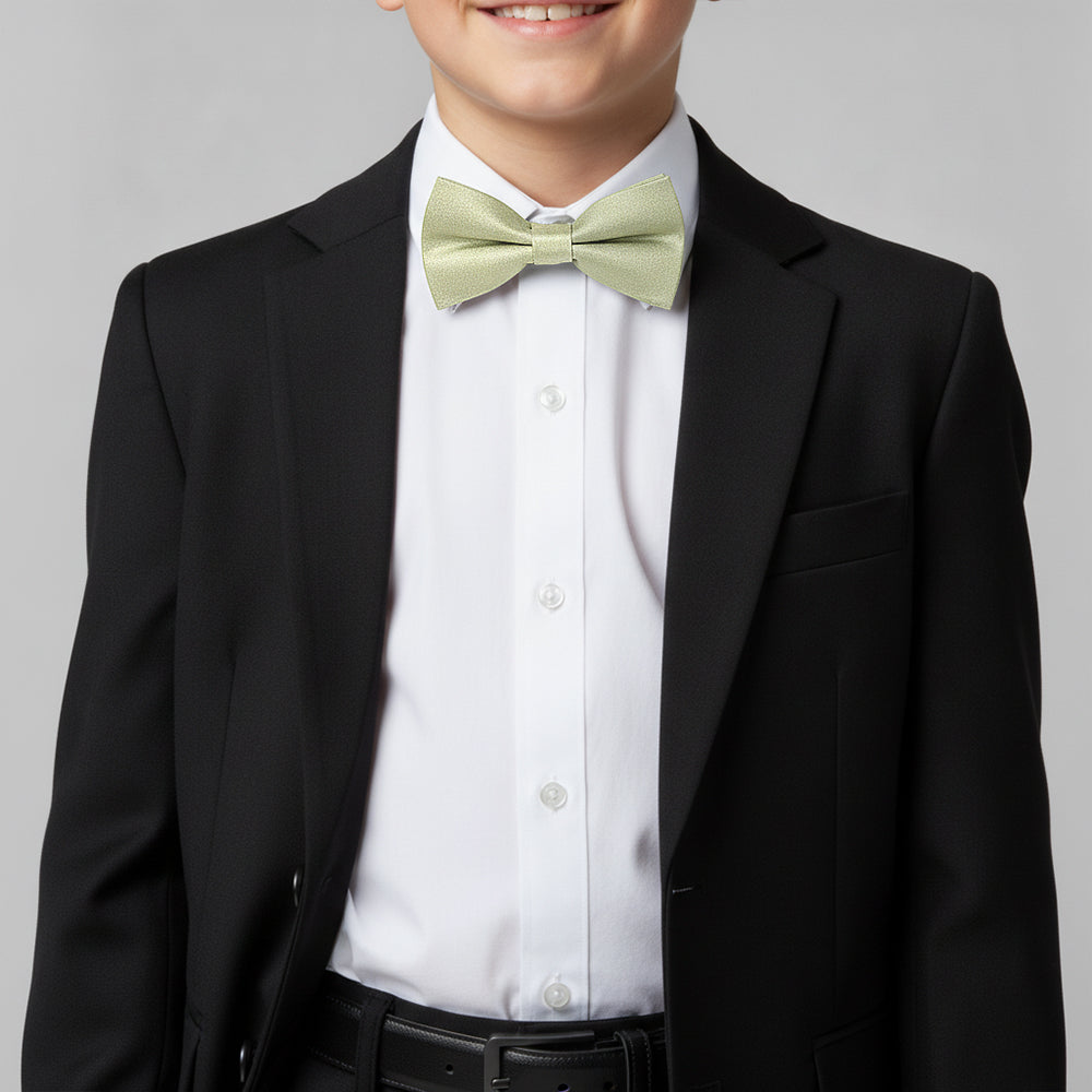 Pre Tied Sage Green Silk Boys Bow Tie Age 8-11