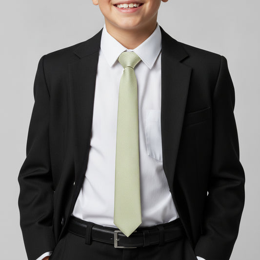 Plain Sage Green Silk Skinny Boys Tie