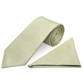 Plain Sage Green Silk Classic Mens Tie and Pocket Square Set