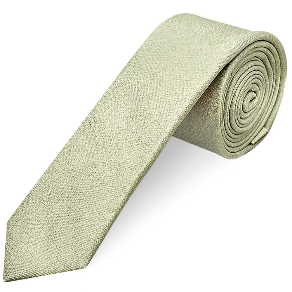 Plain Sage Green Silk Skinny Boys Tie