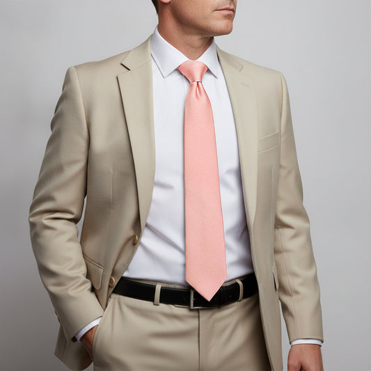 Plain Salmon Peach Silk Classic Mens Tie