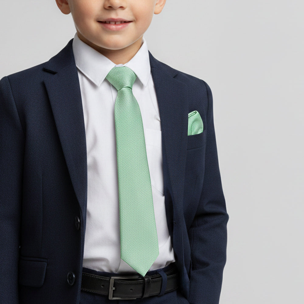 Pre Tied Seagrass Silk Boys Tie and Pocket Square Set Age 4-7