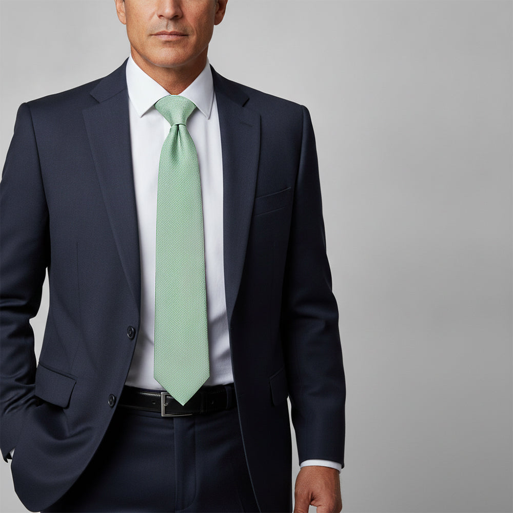 Plain Seagrass Silk Classic Mens Tie