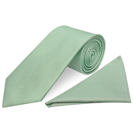 Plain Seagrass Silk Classic Mens Tie and Pocket Square Set