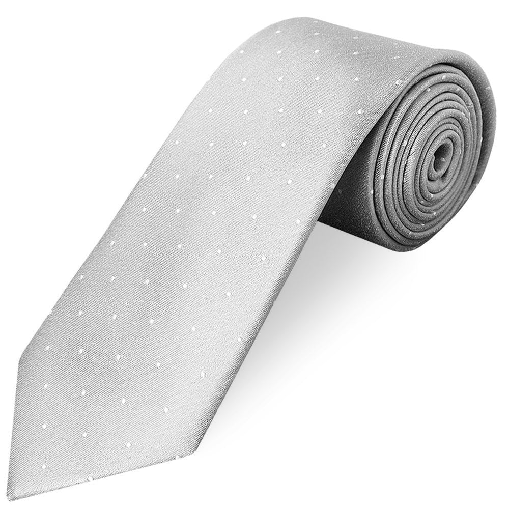 Silver with White Spot Silk Classic Tie
